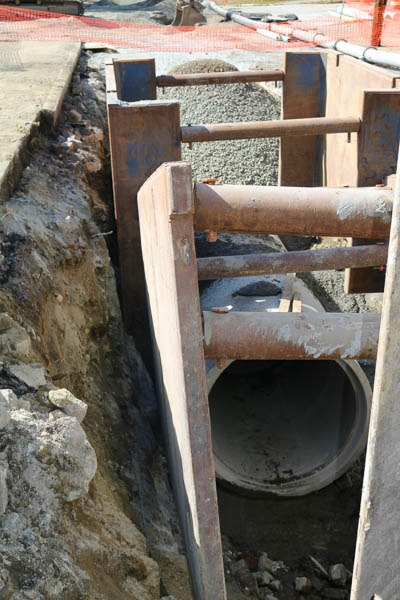 open sewer pipe on sage ave