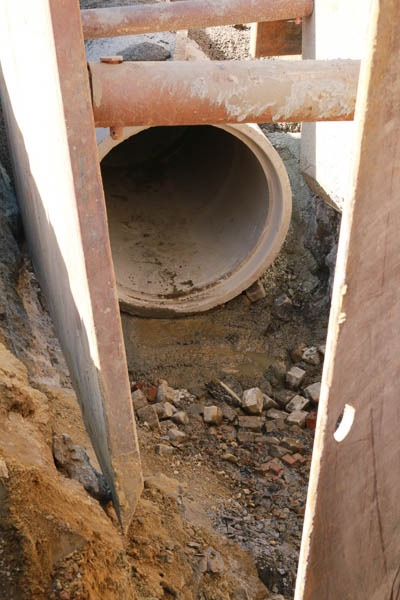 open sewer pipe on sage ave