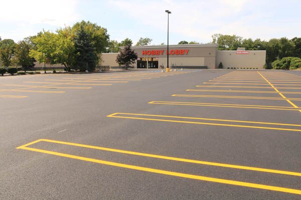 Striped parking lot